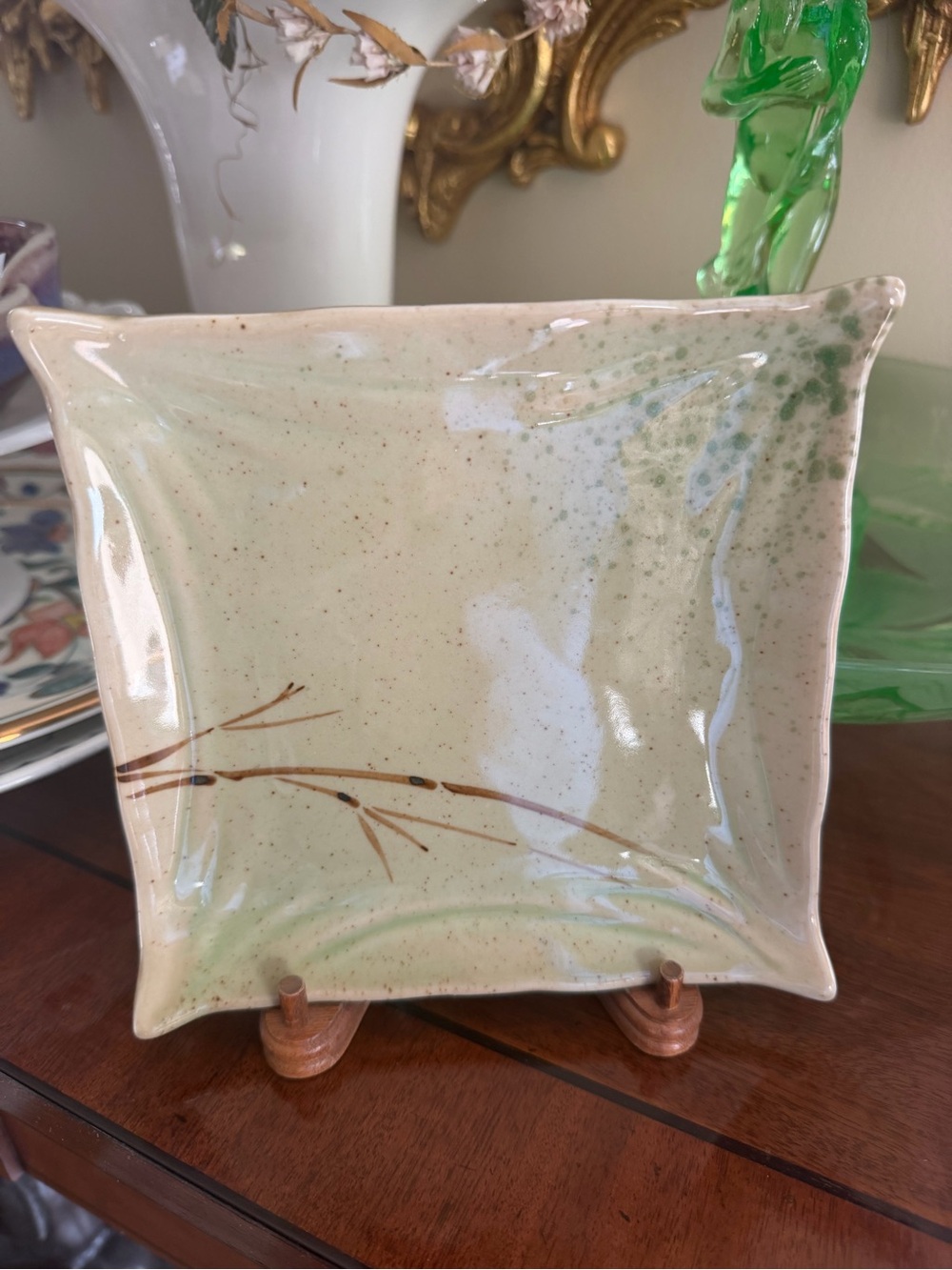 Designpac Handcrafted Ceramic Decorative Plate - Green/ Branch’s